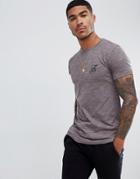 Ascend Muscle Fit Salt And Pepper T-shirt With Curved Hem - Gray