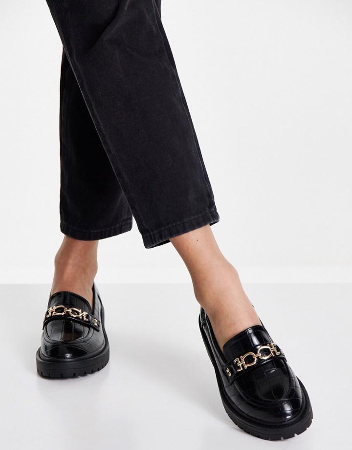 Topshop Luka Chain Loafers In Black