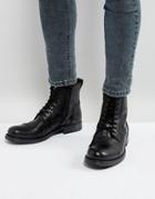 Jack & Jones Russel Leather Lace Up Boots - Black