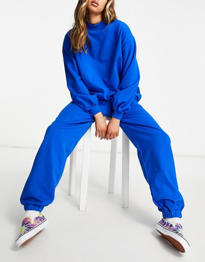 Asos Design Lounge Oversized Sweatpants With Contrast Ties In Blue - Part Of A Set-blues