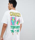 Crooked Tongues Oversized T-shirt With Volleyball Print - White