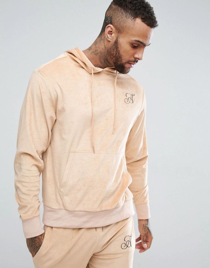 Ascend Muscle Fit Velour Hoodie - Orange