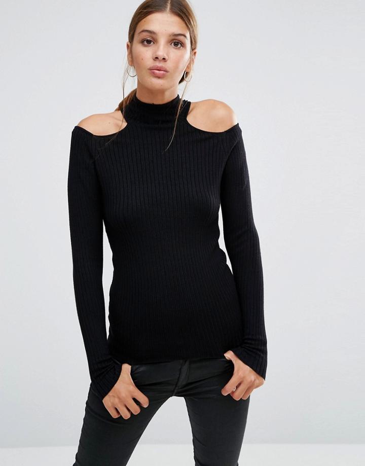 New Look Cold Shoulder Sweater - Black