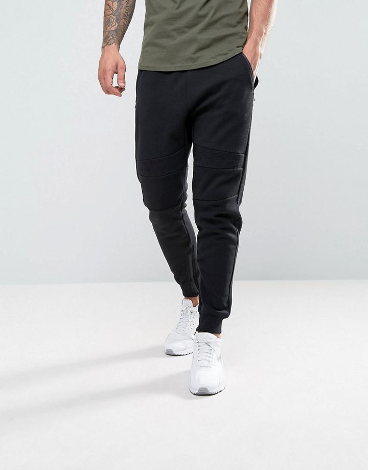 Pull & Bear Panel Joggers In Black - Black
