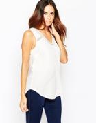 Asos Geo Lace Insert V Front And V Back Tank - Cream