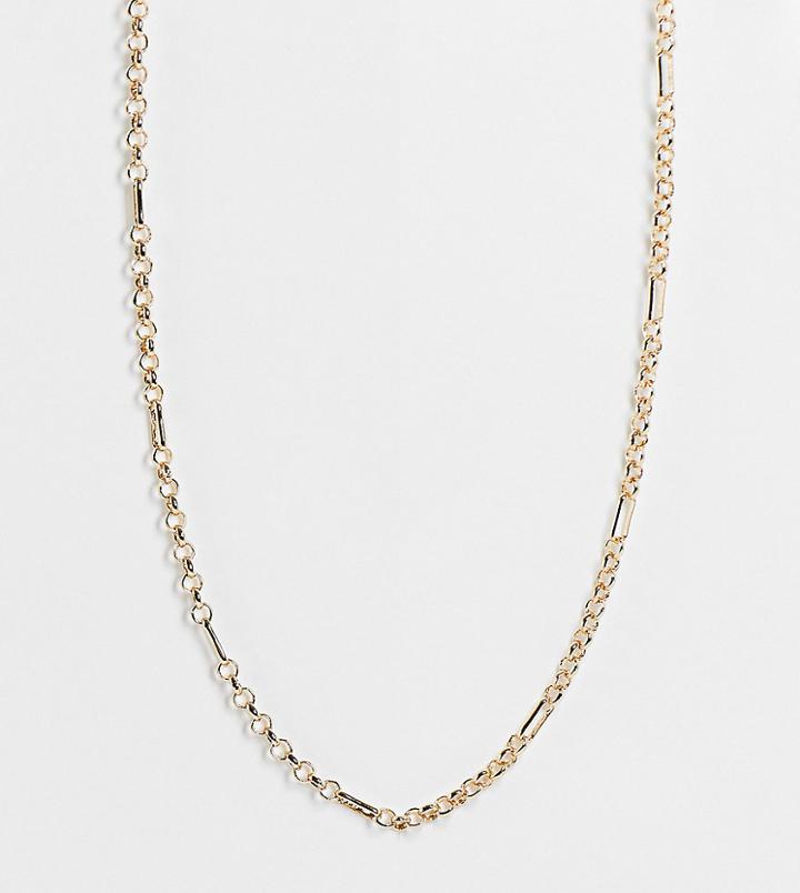 Reclaimed Vintage Inspired Ultimate Minimal Chain Necklace With T Bar In Gold