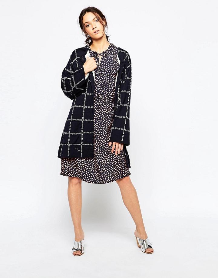 Ivana Helsinki Sugar Love Pane Check Jacket - Navy