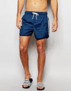 Brave Soul Retro Swim Short In Stripe - Blue