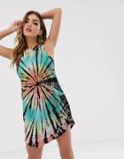 Asos Design Bright Tie Dye Tank Dress - Multi