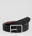 Asos Design Plus Wedding Smart Faux Leather Slim Reversbile Belt In Black Saffiano And Tan With Silver Buckle - Black