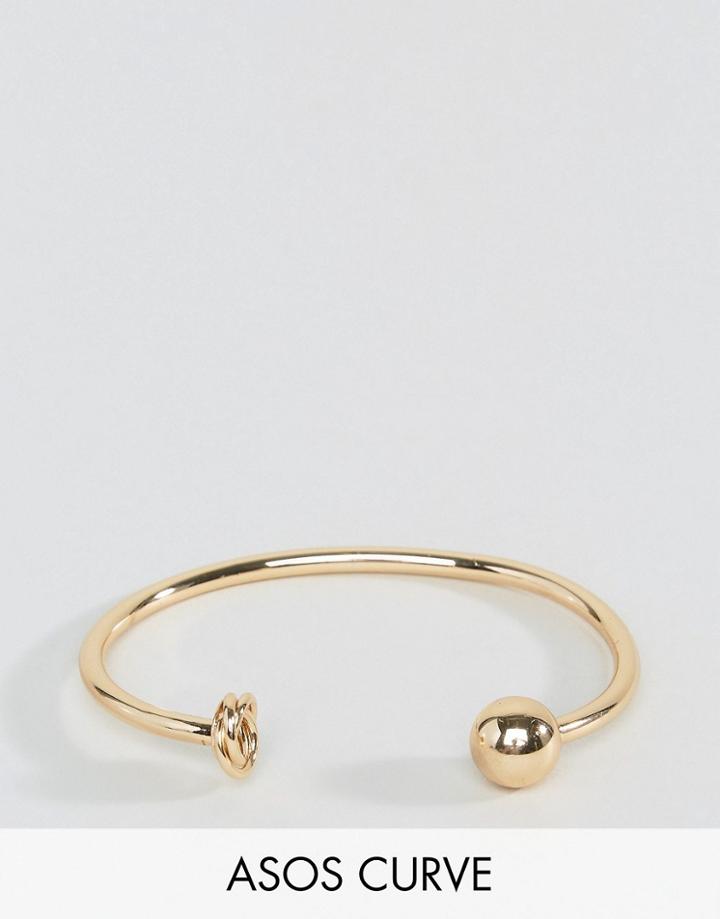 Asos Curve Knot And Ball Cuff Bracelet - Gold