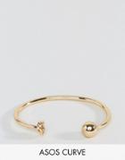 Asos Curve Knot And Ball Cuff Bracelet - Gold