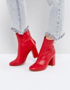 Asos Edition Leather Zip Ankle Boots - Red