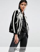 A Star Is Born Beaded Bomber Jacket With Pearls - Black