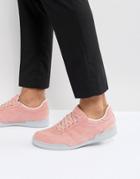 Asos Sneakers In Pink Faux Suede With Gray Split Sole - Pink