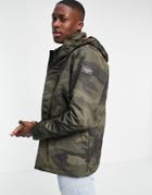 Abercrombie & Fitch Hooded Technical Parka Jacket In Camo-green