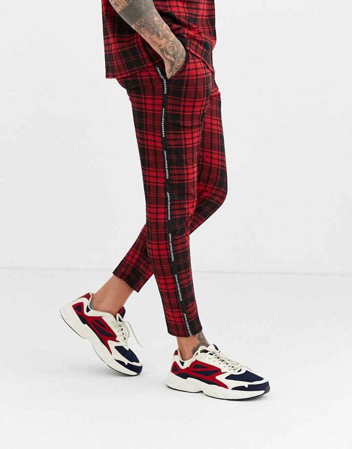 Good For Nothing Two-piece Skinny Pants In Red Plaid - Red