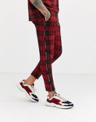 Good For Nothing Two-piece Skinny Pants In Red Plaid - Red
