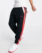 Liquor N Poker Sweatpants In Black With Red And White Panel