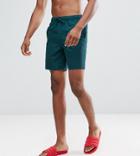 Asos Tall Swim Shorts In Teal Mid Length - Green