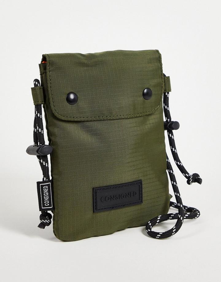 Consigned Nylon Crossbody Flight Bag In Khaki-green