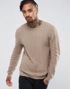 Asos Textured Sweater In Light Brown - Brown