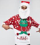 Brave Soul Tall Holidays Elf And Safety Sweater - Red