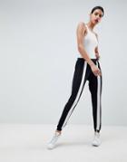 Asos Design Easy Light Weight Joggers With Front Stripe - Black