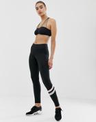 New Look Leggings With Stripes In Black - Pink