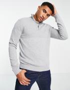 Jack & Jones 1/4 Zip Sweater In Light Gray