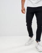 Jack & Jones Slim Taper Jeans In Black Denim - Black
