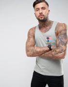 Hoxton Denim Triangle Palm Pocket Print Tank - White