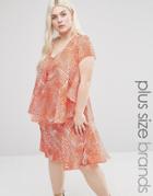 Koko Plus Frill Dress In Abstract Print - Pink