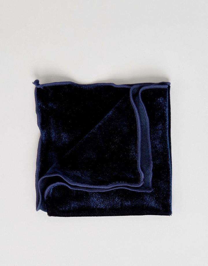 Asos Velour Pocket Square In Navy - Navy