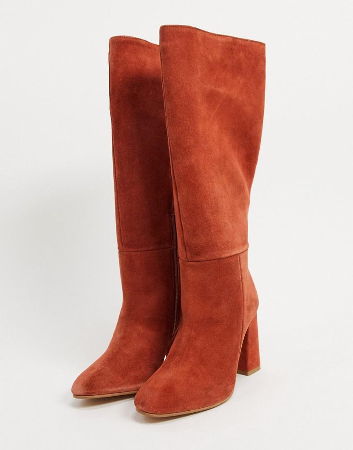 Asos Design Comet Suede Pull-on Boots In Orange
