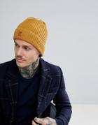 Dead Vintage Ribbed Beanie Hat In Yellow - Yellow