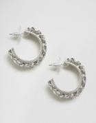 Asos Chunky Curb Chain Hoop Earrings - Silver