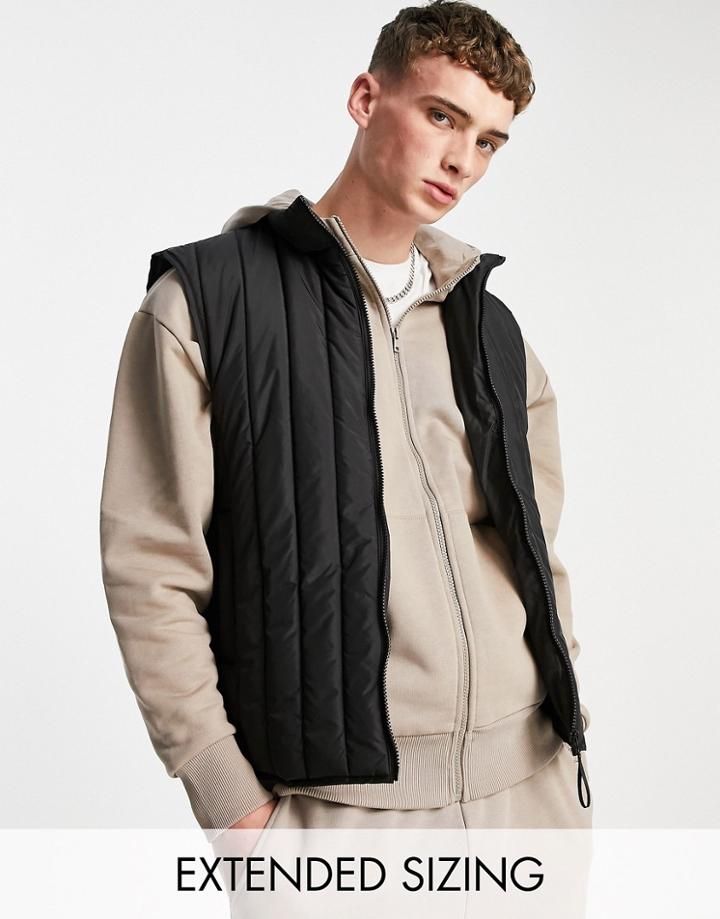 Asos Design Lightweight Puffer Vest In Black