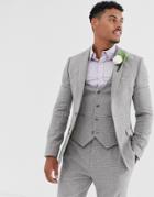 Asos Design Wedding Super Skinny Suit Jacket In Gray Micro Houndstooth-grey