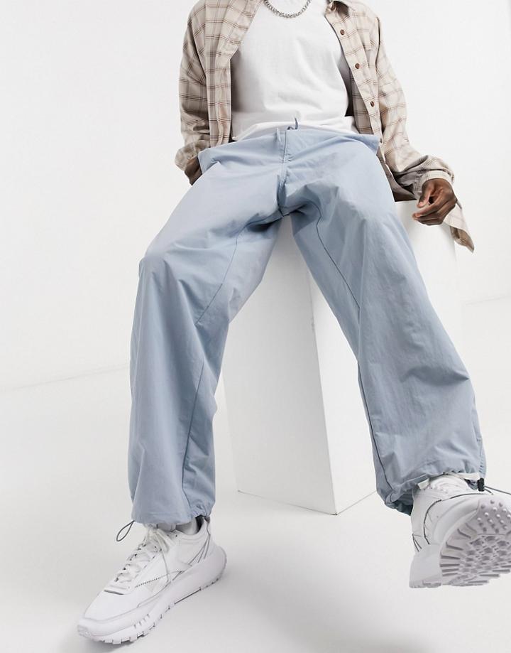 Asos Design Balloon Fit Sweatpants In Blue Nylon-blues
