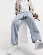Asos Design Balloon Fit Sweatpants In Blue Nylon-blues