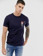 Brave Soul Dabbing Santa Pocket Detail T-shirt-navy