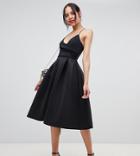 Asos Design Tall Scuba Cami Prom Midi Dress-black