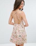 Asos Floral Print Strappy Back A-line Sundress - Multi