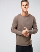Selected Homme Lightweight Knitted Sweater With Raw Edge - Beige