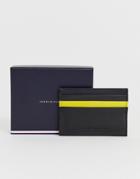 Tommy Hilfiger Credit Card Holder With Yellow Pop Color In Black - Black