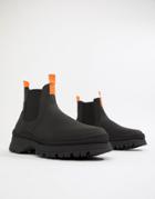Asos Design Chelsea Sneaker Boots In Black Leather With Chunky Sole - Black