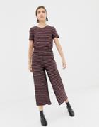 Pieces Kasey Wide Leg Metallic Stripe Culottes - Multi