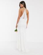 Jarlo Bridal Fringe Sequin Maxi Dress In Ivory-white
