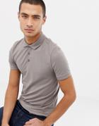 Asos Design Muscle Fit Polo In Jersey In Gray - Beige
